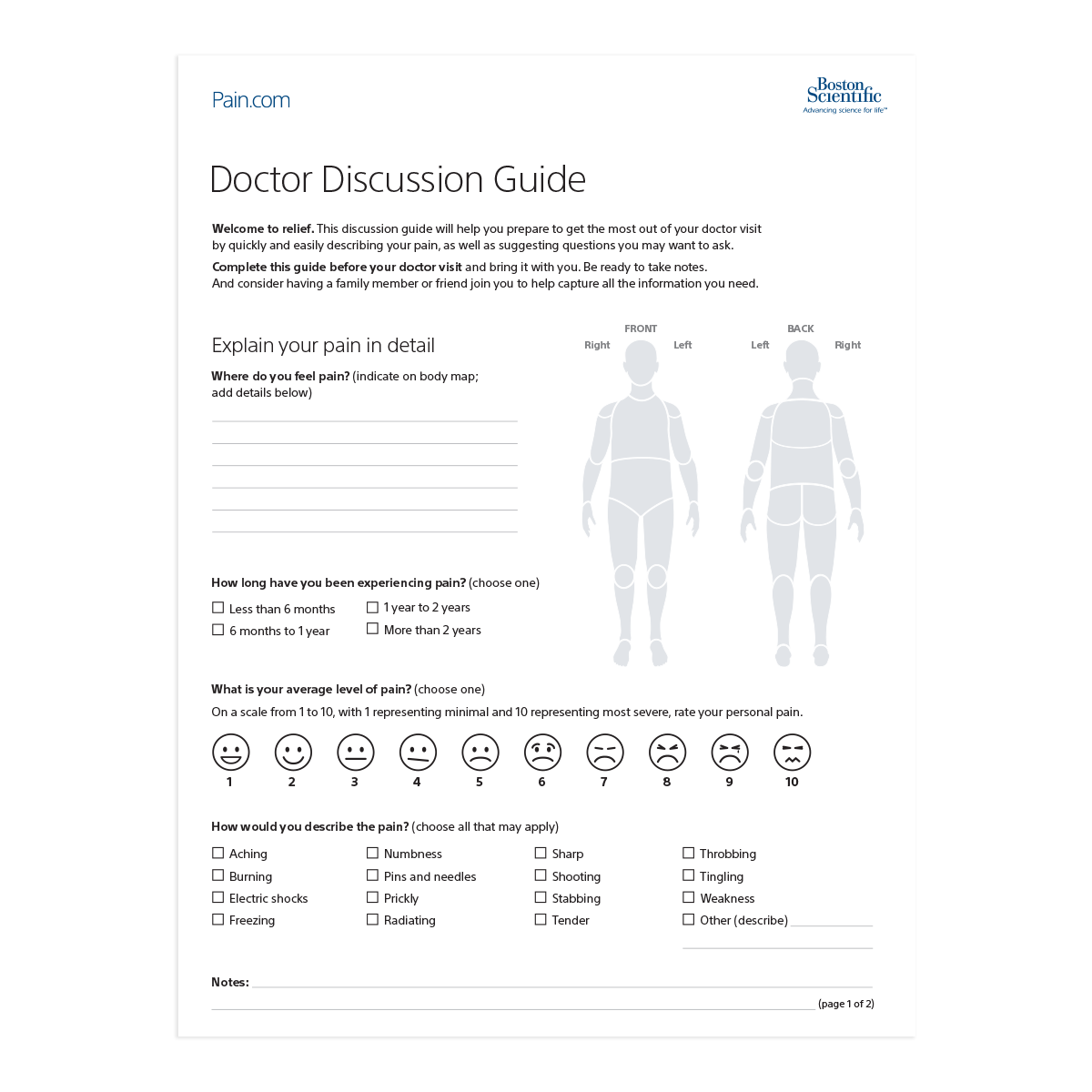 Form titled “Doctor Discussion Guide”.