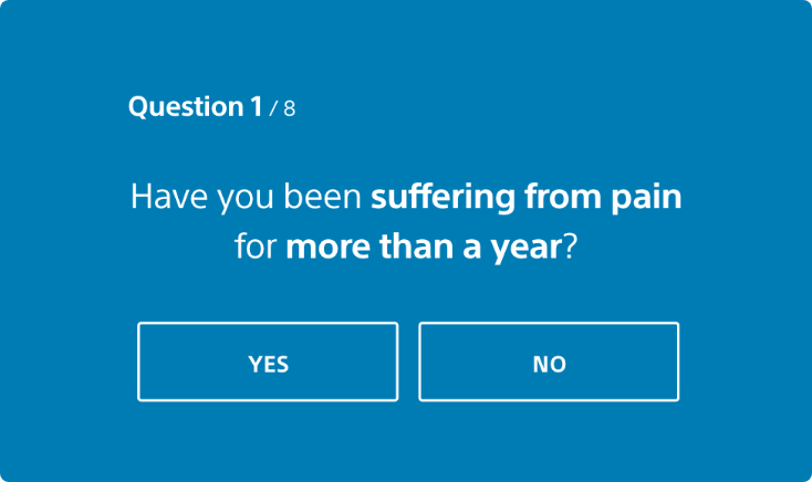 Sample question from the personal pain relief evaluation