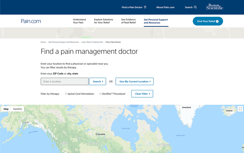 A screencapture of the Learn section of PainScale.