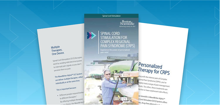 Brochure about spinal cord stimulation for complex regional pain syndrome (CRPS).